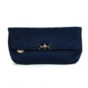 NWT Rare Lanvin Blue Denim Twist Lock Clutch Bag